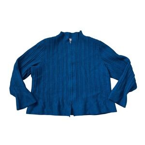 Beyond threads Alpaca Wool boiled zip up sweater jacket striped texture peru L